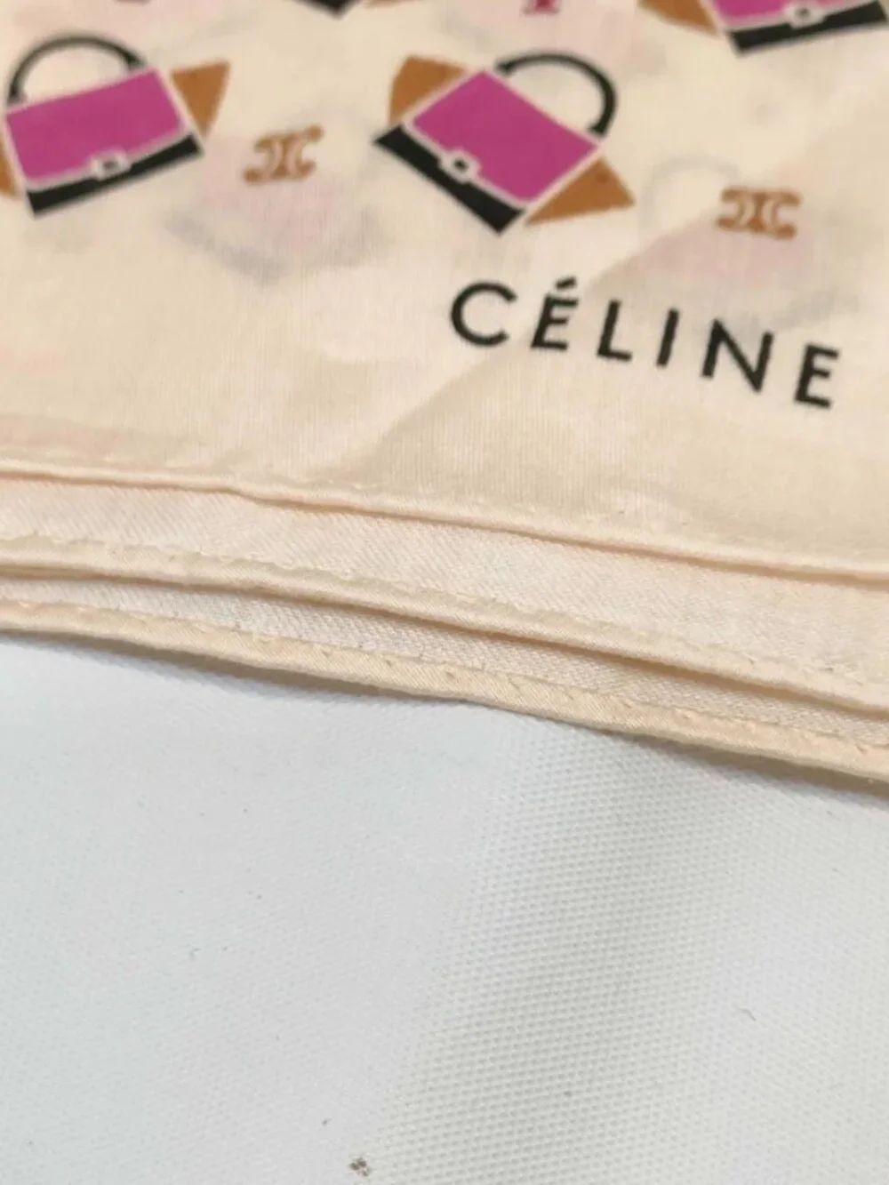 Vintage Celine Handbag Print Cotton Scarf